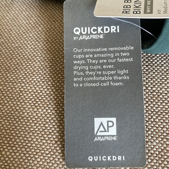 NWT Athleta Quickdri Rib Bra Cup Bikini Top - Green 36 B/C - Picture 7 of 7